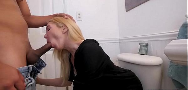  Blonde MILF stepmom surprised me with a sensual blowjob